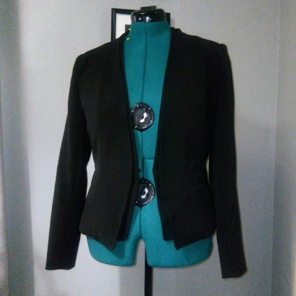 Catherine Malandrino Collarless Tuxedo Hourglass Blazer Black Sz 8 NWT